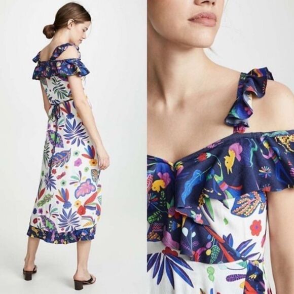 CeliaB Cereza Wrap Dress Tropical Print Small - Picture 9 of 16